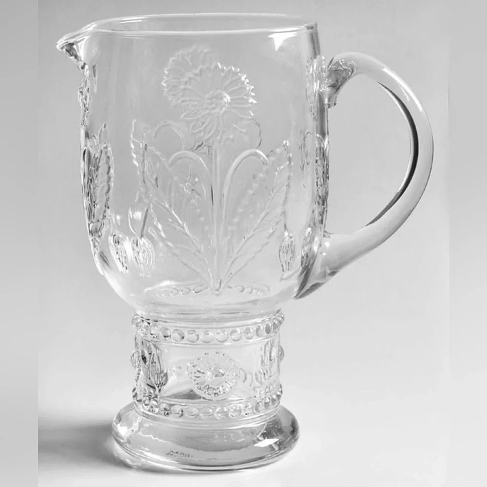 ANTHROPOLOGIE HELIANTHUS Sunflower Wildflower Clear WATER PITCHER
